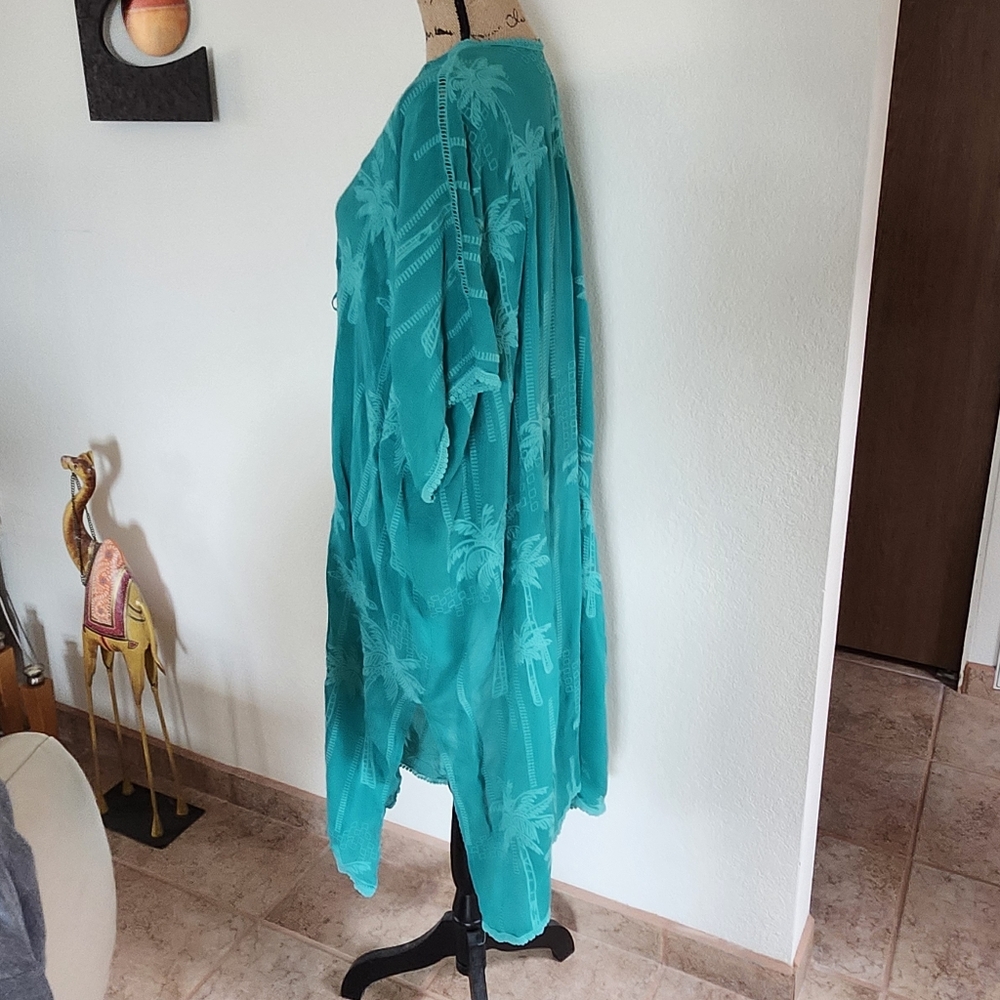 Johnny Was Georgia Teal Embroidered Kimono Duster Cover-up O/S, S, M, L, XL, 1X - Picture 4 of 7